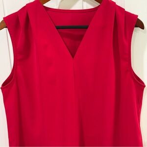 Women’s Red Sleeveless Blouse V-Neck Dressy Top Size Large (est)